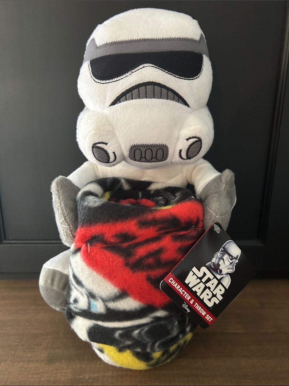 Star Wars White Gray Black Stormtrooper Plush with Red Black Multi-Color Throw